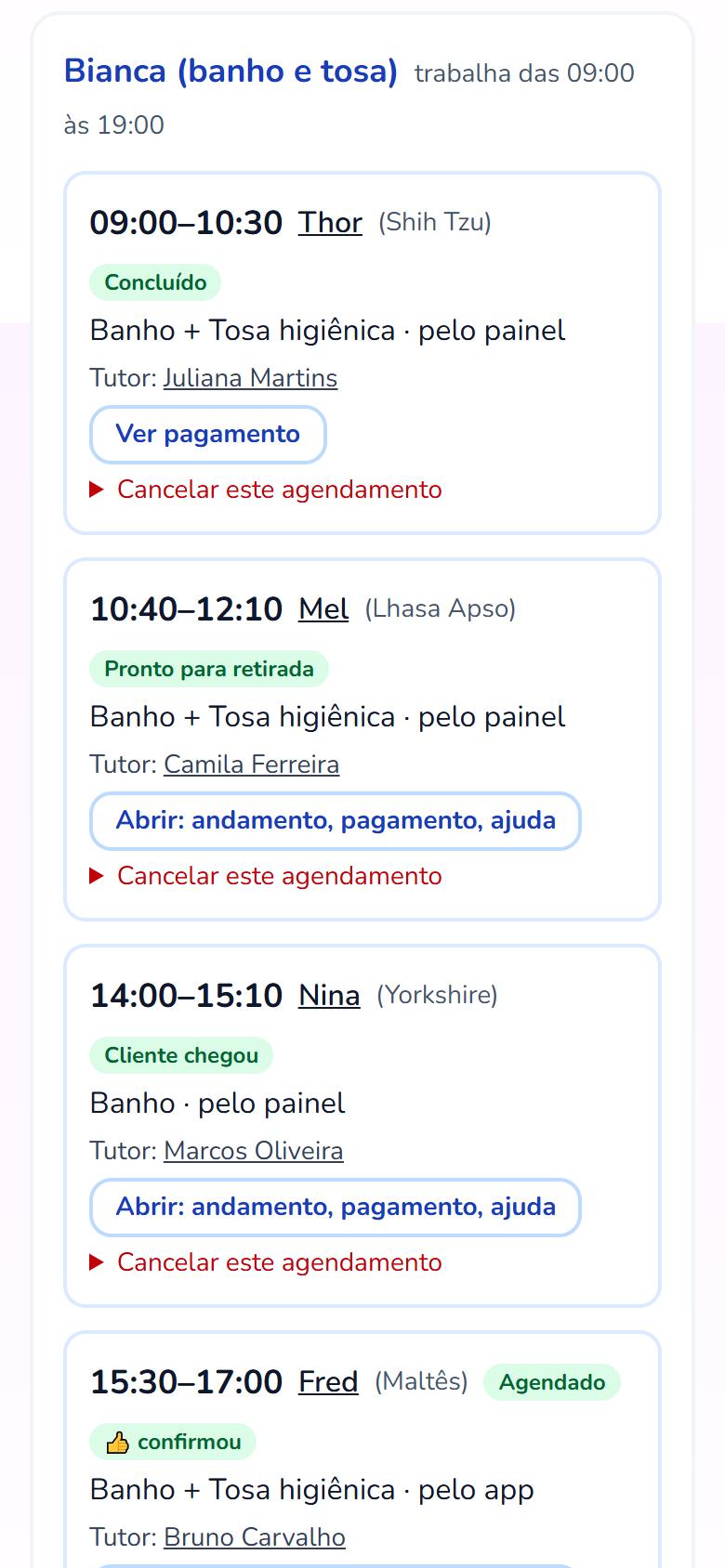 Agenda do dia