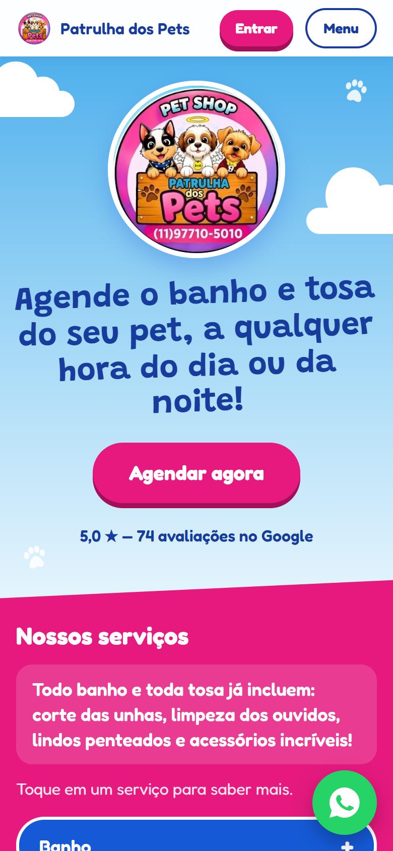 Página da Patrulha dos Pets